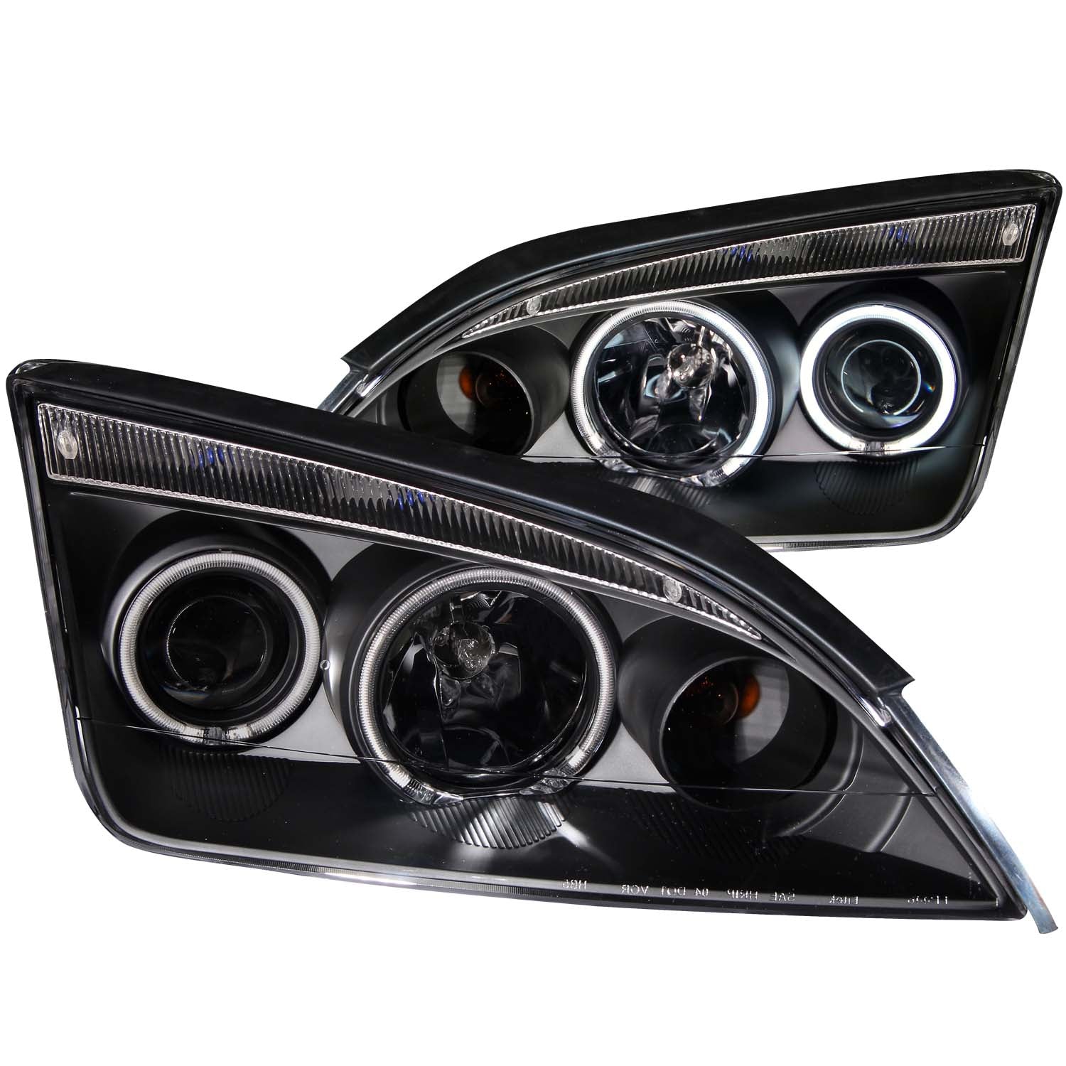 ANZO 2005-2007 Ford Focus Projector Headlights w/ Halo Black - 121198 for 2005-2006 Ford Focus - front view