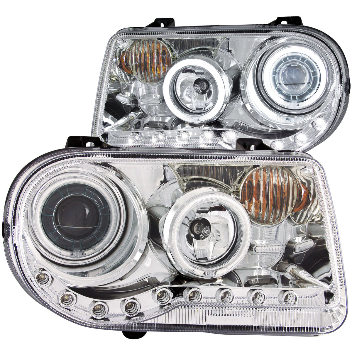 ANZO 2005-2010 Chrysler 300C Projector Headlights w/ Halo Chrome (CCFL) G2 - 121250 for 2005-2010 Chrysler 300 - front view