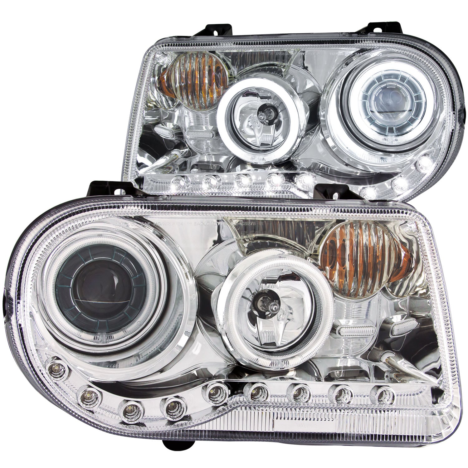 ANZO 2005-2010 Chrysler 300C Projector Headlights w/ Halo Chrome (CCFL) G2 - 121250 for 2005-2010 Chrysler 300 - front view