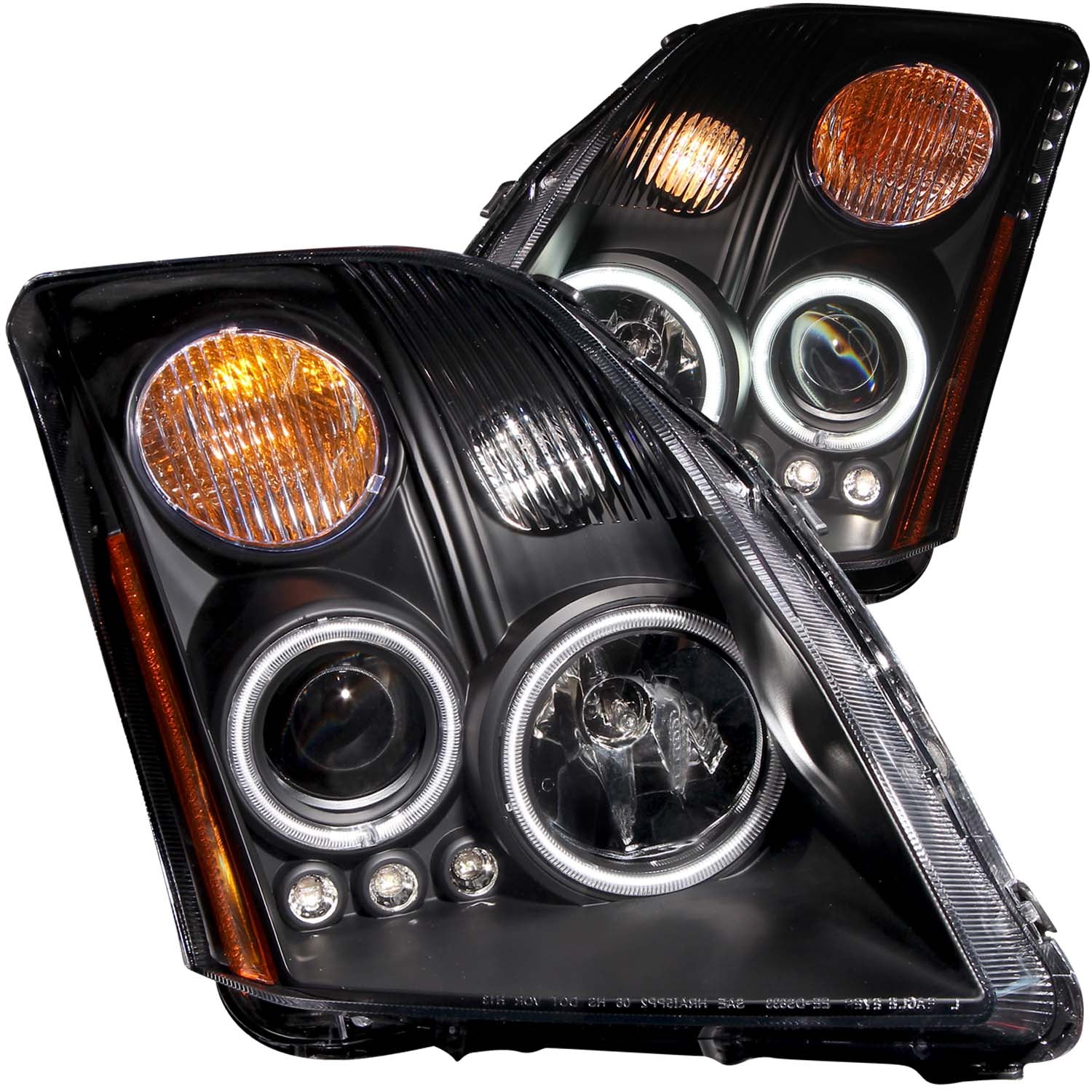 ANZO 2007-2012 Nissan Sentra Projector Headlights Black - 121276 for 2007-2012 Nissan Sentra - front view