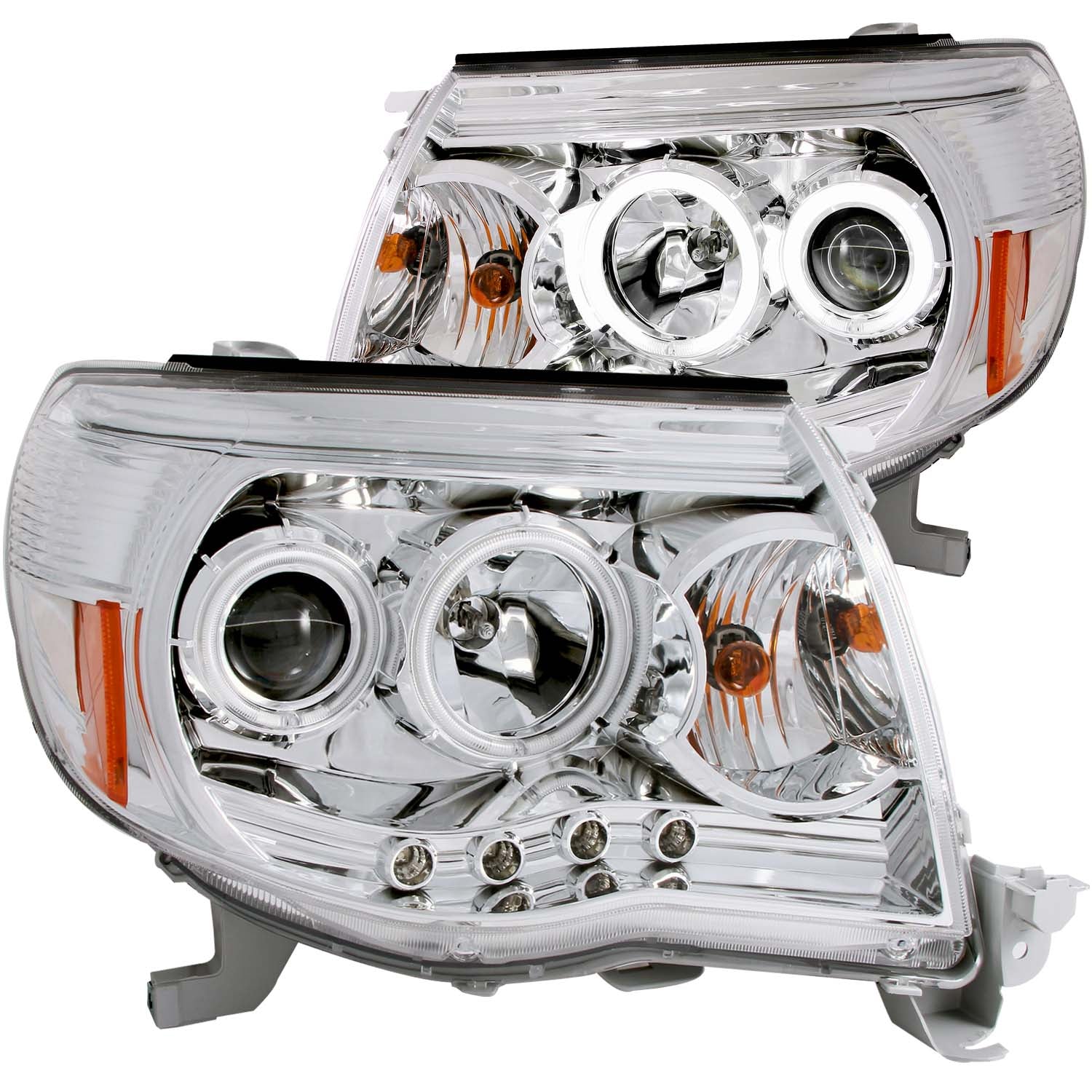 ANZO 2005-2011 Toyota Tacoma Projector Headlights w/ Halos Chrome - 121281 for 2005-2011 Toyota Tacoma - front view