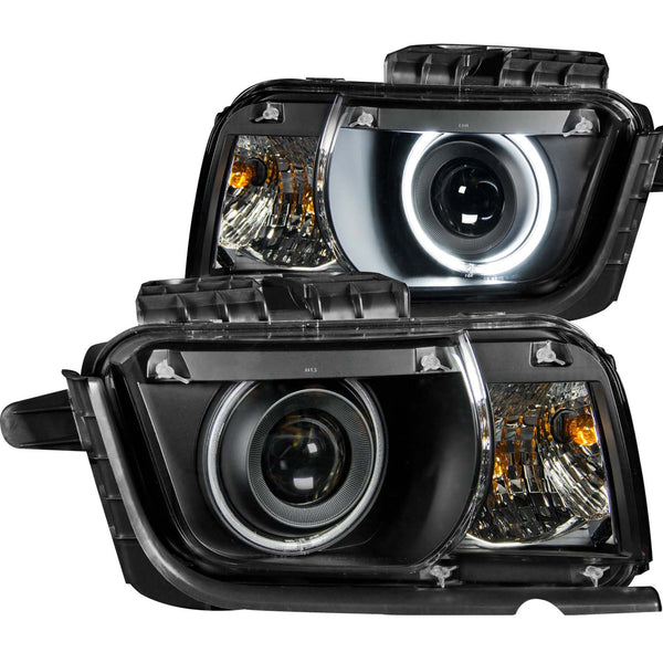 ANZO 2010-2013 Chevrolet Camaro Projector Headlights w/ Halo Black (CCFL) - 121312 for 2010-2013 Chevrolet Camaro - front vie