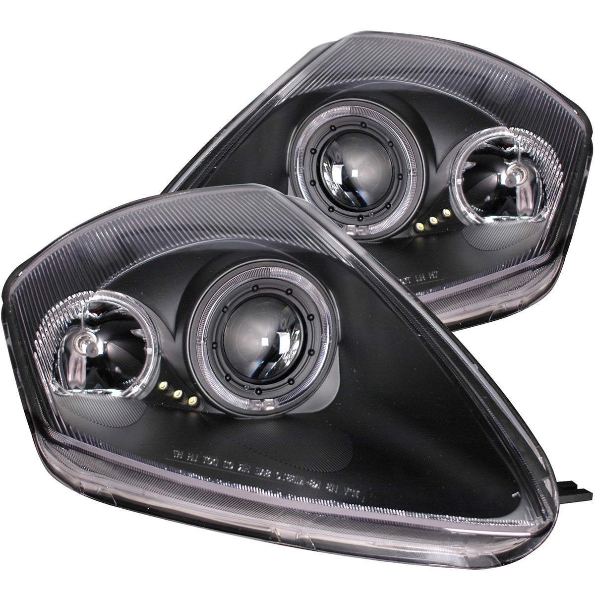 ANZO 2000-2005 Mitsubishi Eclipse Projector Headlights w/ Halo Black - 121332 for 2000-2005 Mitsubishi Eclipse - front view