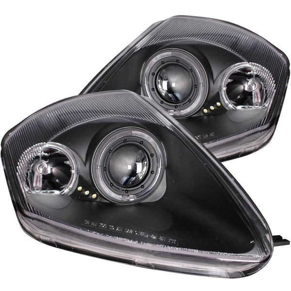 ANZO 2000-2005 Mitsubishi Eclipse Projector Headlights w/ Halo Black - 121332 for 2000-2005 Mitsubishi Eclipse - front view