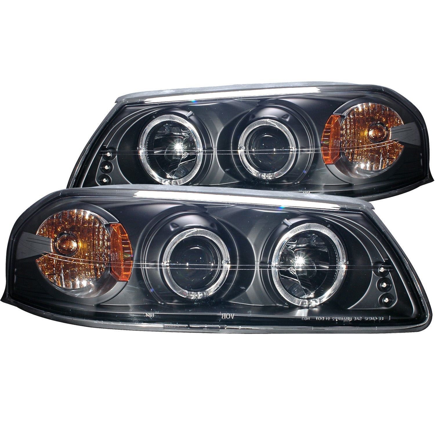 ANZO 2000-2005 Chevrolet Impala Projector Headlights w/ Halo Black - 121339 for 2000-2005 Chevrolet Impala - front view