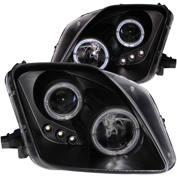 ANZO 1997-2001 Honda Prelude Projector Headlights w/ Halo Black w/ LED - 121341 for 1997-2001 Honda Prelude - front view