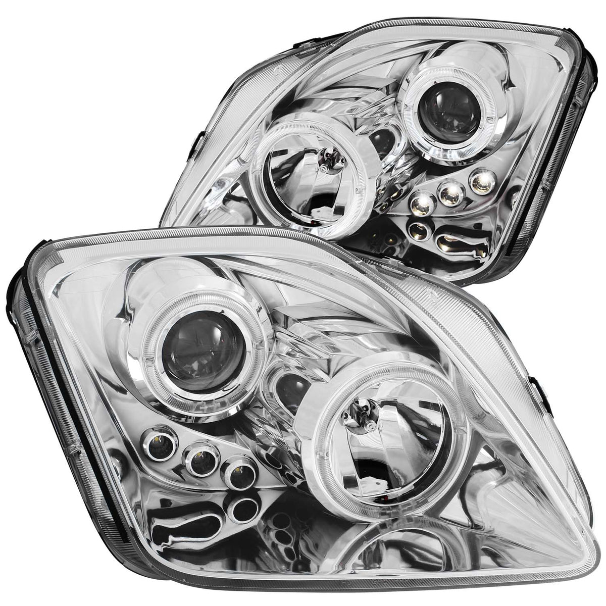 ANZO 1997-2001 Honda Prelude Projector Headlights w/ Halo Chrome w/ LED - 121342 for 1997-2001 Honda Prelude - front view