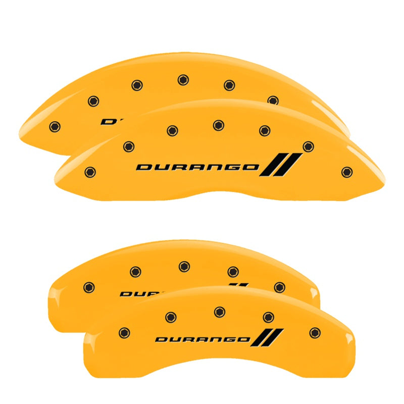 MGP 4 Caliper Covers Engraved F &amp; R w/ Stripes/Durango Yellow Finish Black Char 2006 Dodge Durango - 12134SDGOYL
