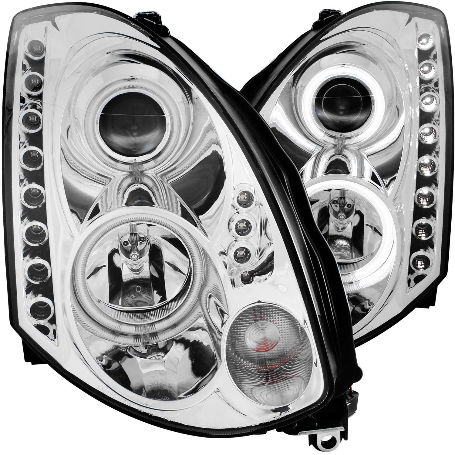ANZO 2003-2007 Infiniti G35 Projector Headlights w/ Halo Chrome (CCFL) (HID Compatible) - 121364 for 2003-2005 INFINITI G - f