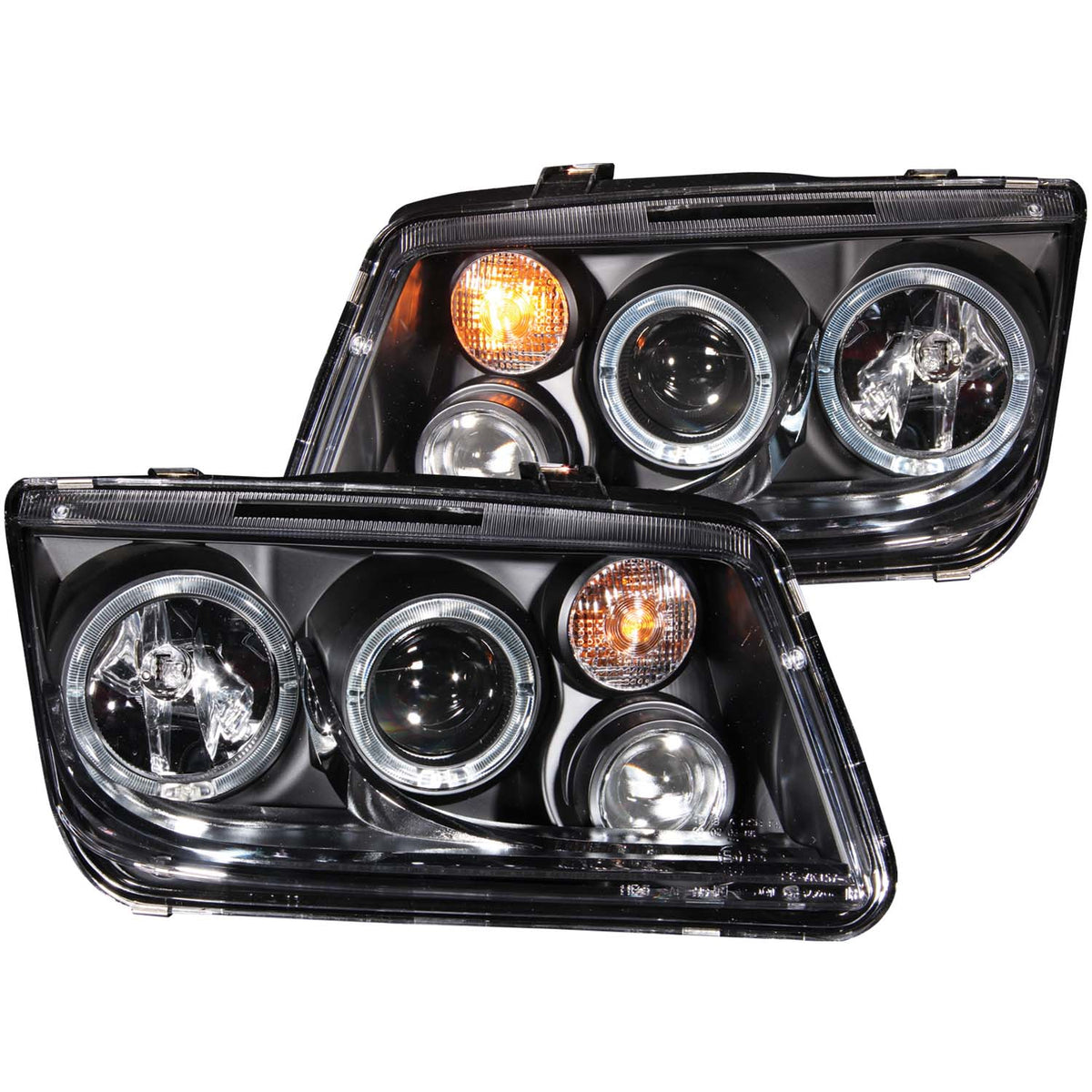 ANZO 1999-2005 Volkswagen Jetta Projector Headlights w/ Halo Black (CCFL) - 121369 for 1999-2005 Volkswagen Jetta - front vie