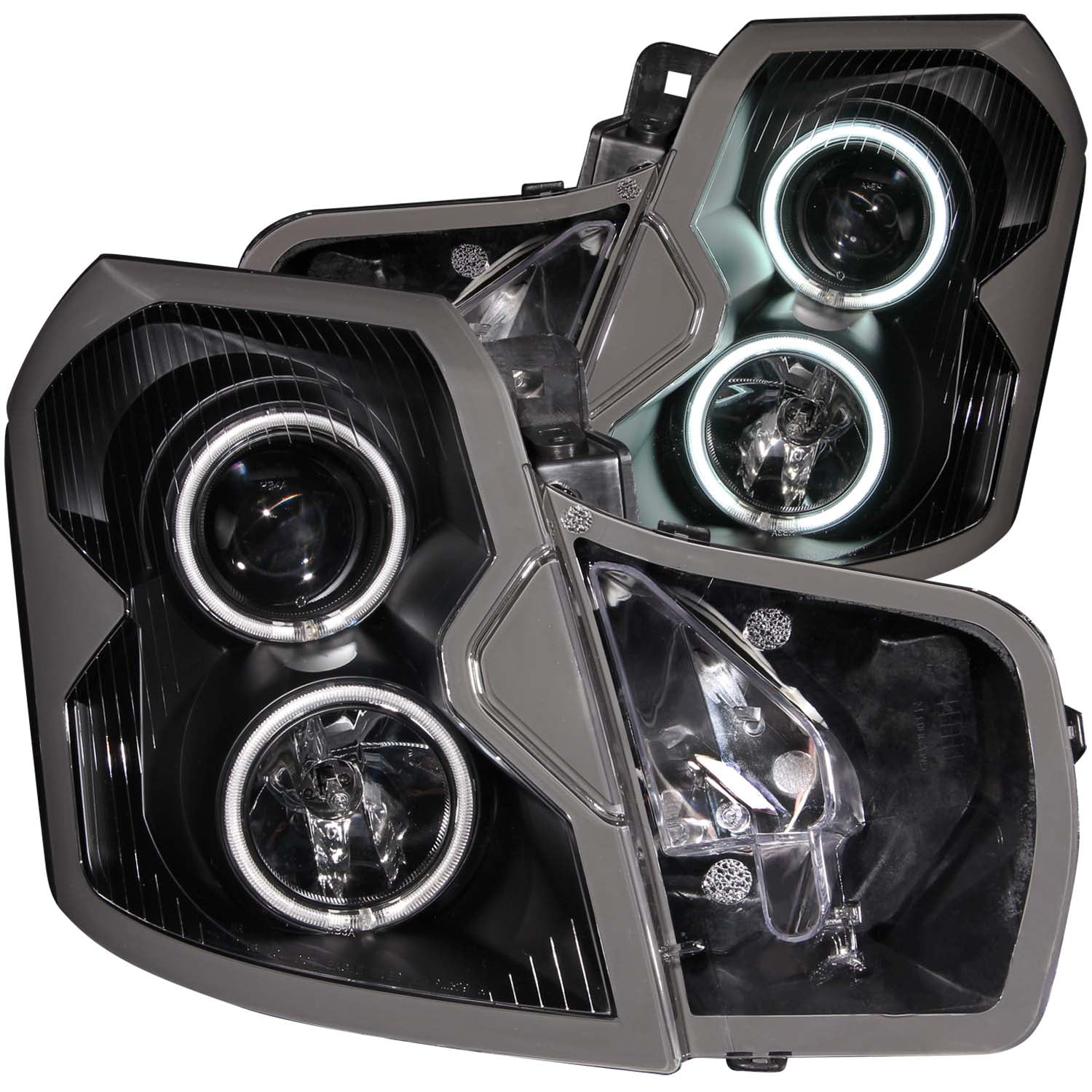 ANZO 2003-2007 Cadillac Cts Projector Headlights w/ Halo Black (CCFL) - 121417 for 2003-2007 Cadillac CTS - front view