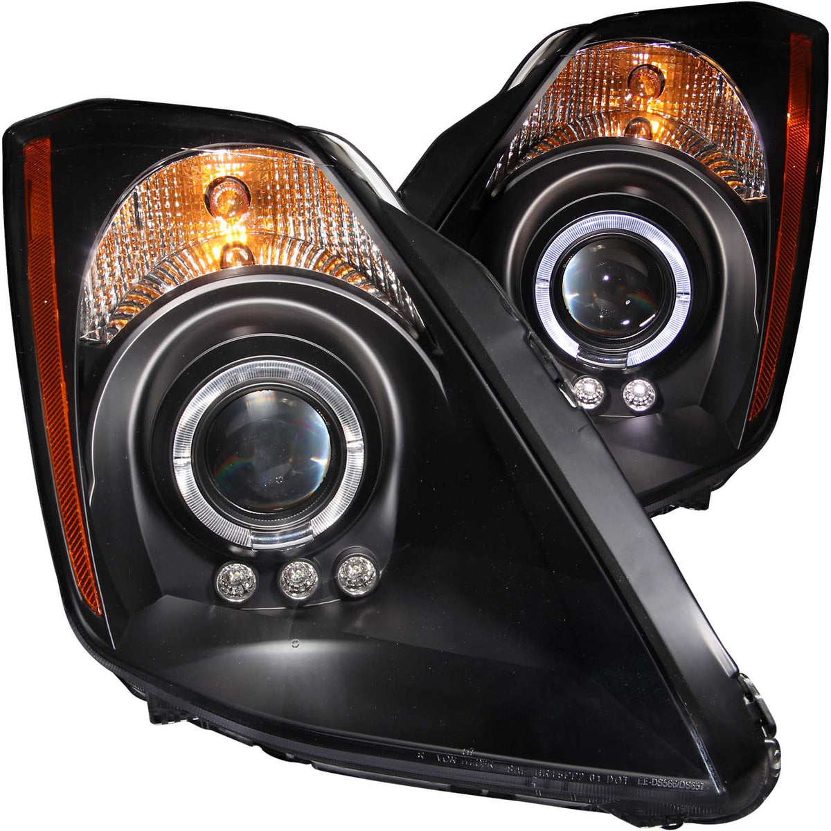 ANZO 2003-2005 Nissan 350Z Projector Headlights w/ Halo Black - 121444 for 2003-2007 Nissan 350Z - front view