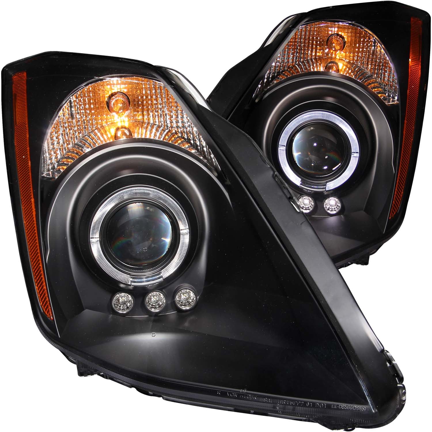 ANZO 2003-2005 Nissan 350Z Projector Headlights w/ Halo Black - 121444 for 2003-2007 Nissan 350Z - front view
