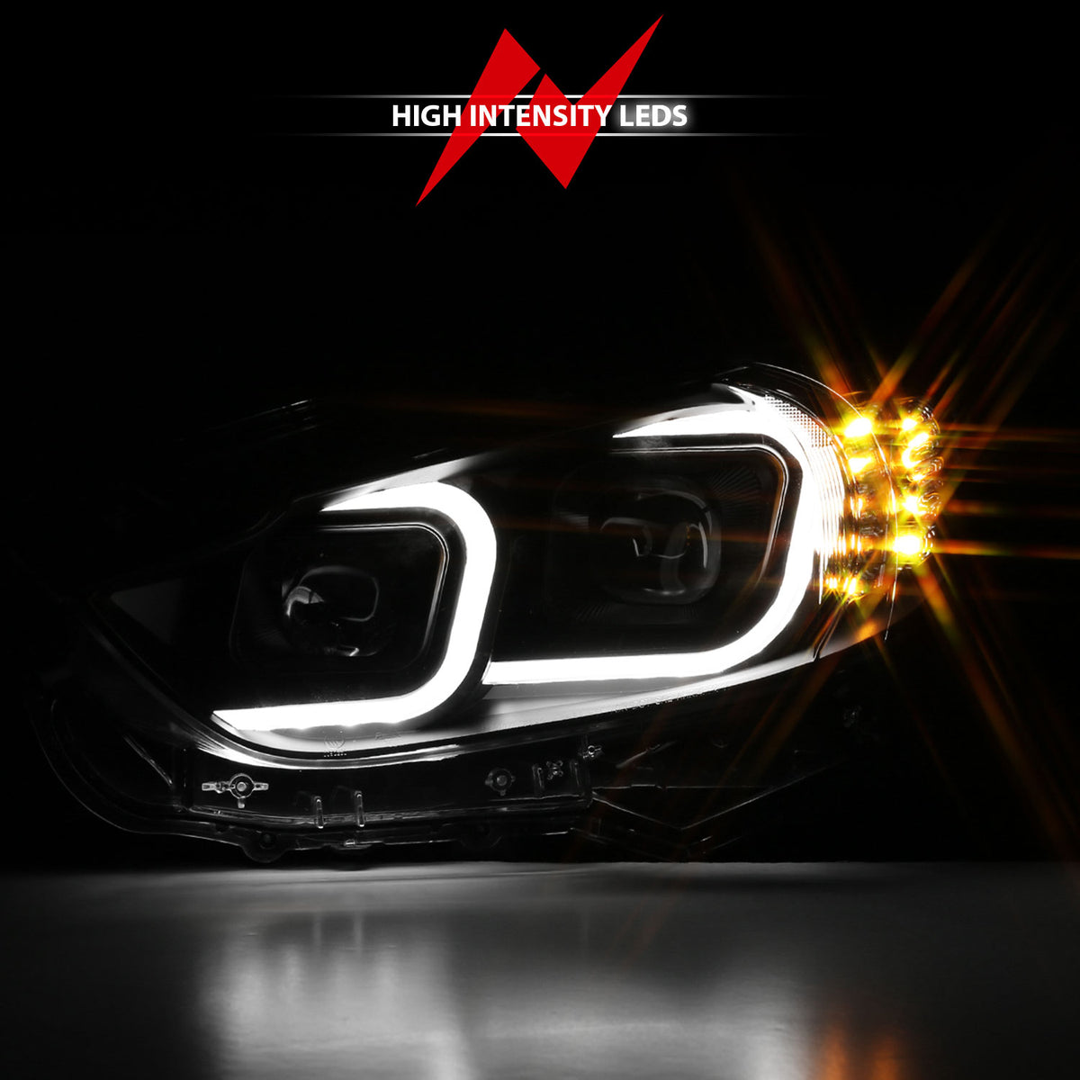 ANZO 2014-2015 Mazda 6 Projector Headlights w/ Plank Style Design Black - 121516
