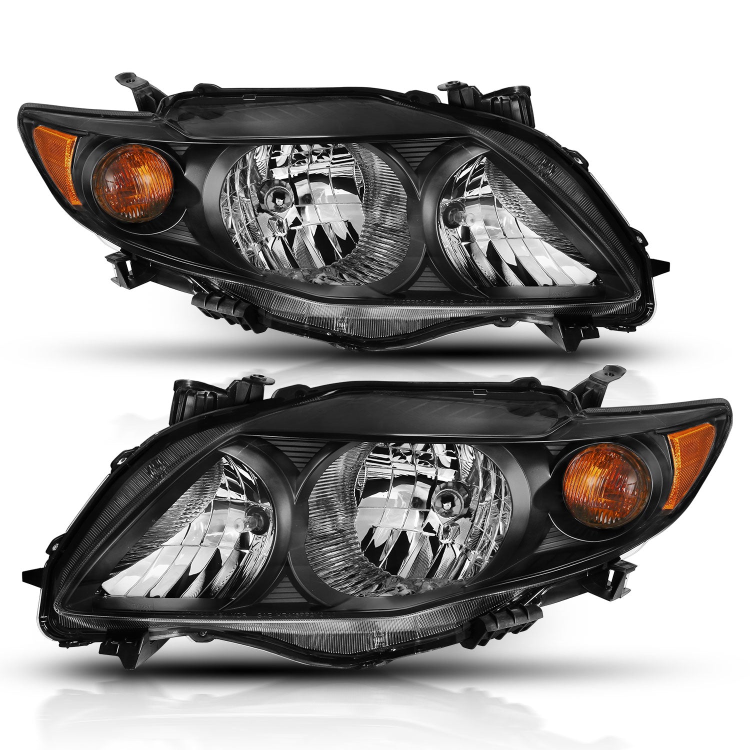 ANZO 2009-2010 Toyota Corolla Crystal Headlight Black Amber - 121541 for 2009-2010 Toyota Corolla - front view