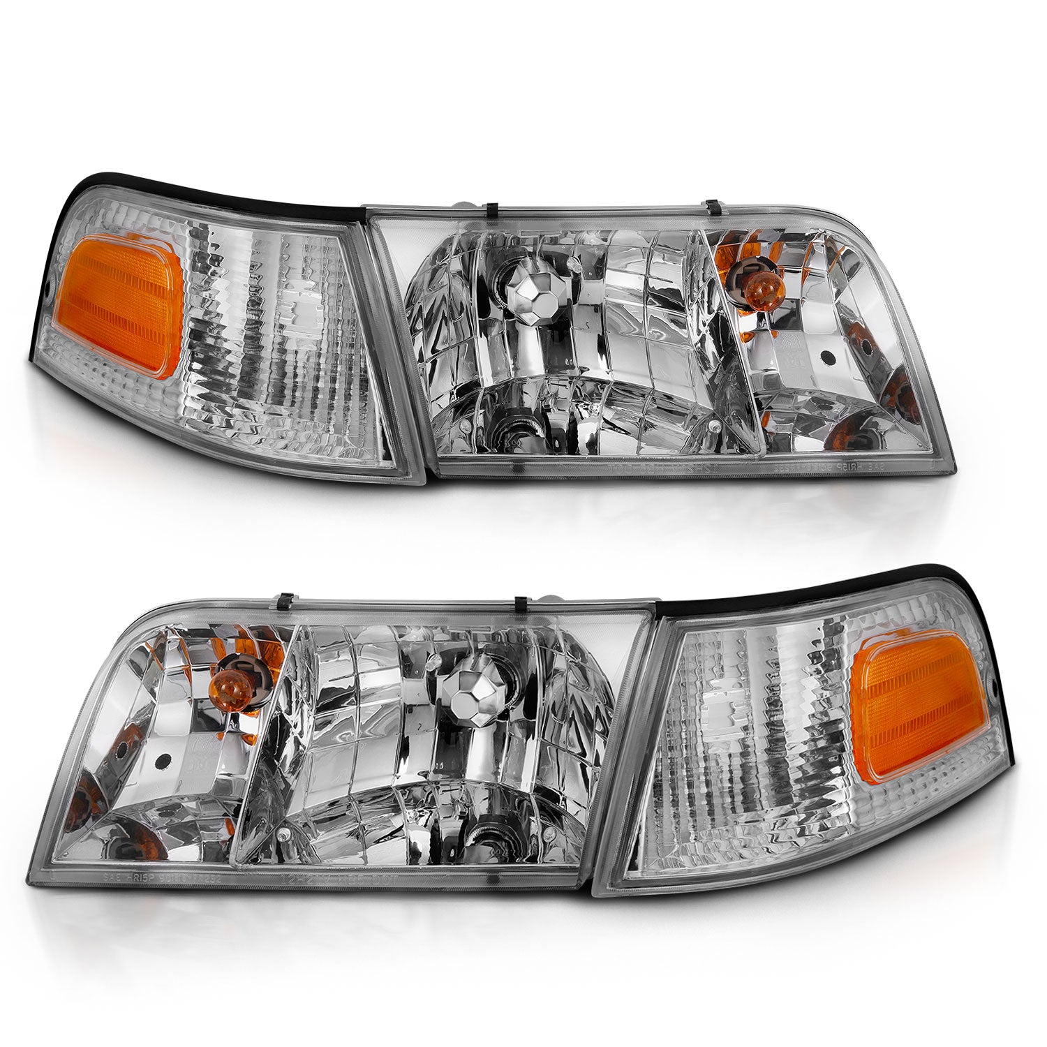 ANZO 1998-2005 Ford Crown Victoria Crystal Headlight Chrome With Bumper Light (OE) - 121556 for 1998-2011 Ford Crown Victoria