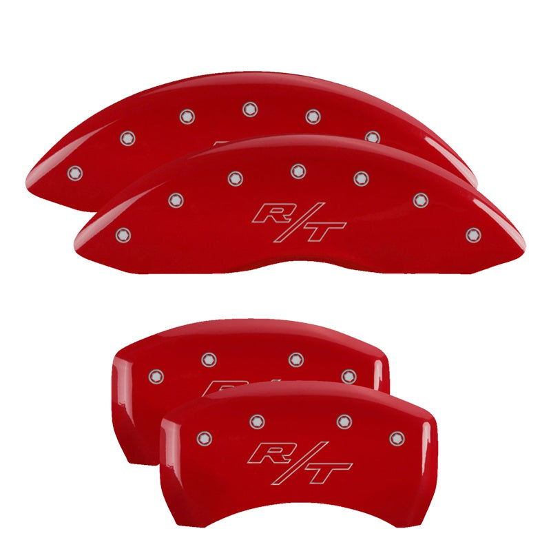 MGP 4 Caliper Covers Engraved Front &amp; Rear Vintage Style/RT Red finish silver ch - 12162SRTRRD