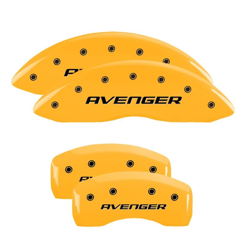 MGP 4 Caliper Covers Engraved Front &amp; Rear With out stripes/Avenger Yellow finish black ch - 12192SAV2YL
