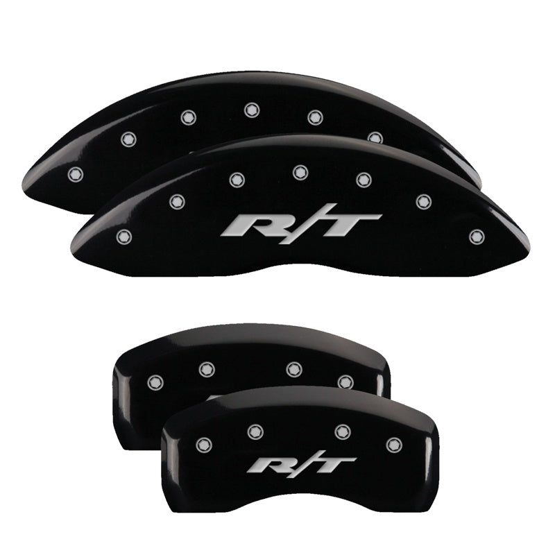 MGP 4 Caliper Covers Engraved Front &amp; Rear RT Black finish silver ch - 12192SRT1BK