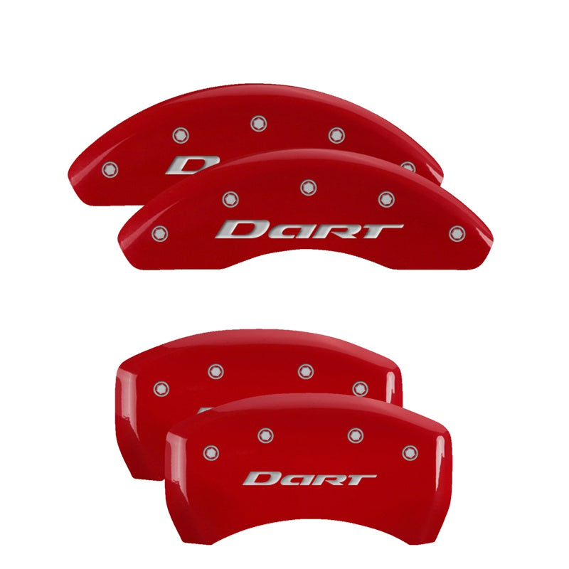 MGP 4 Caliper Covers Engraved Front &amp; Rear With out stripes/Dart Red finish silver ch - 12199SDR1RD