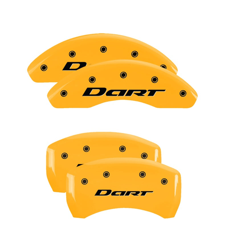 MGP 4 Caliper Covers Engraved Front &amp; Rear With out stripes/Dart Yellow finish black ch - 12199SDR1YL