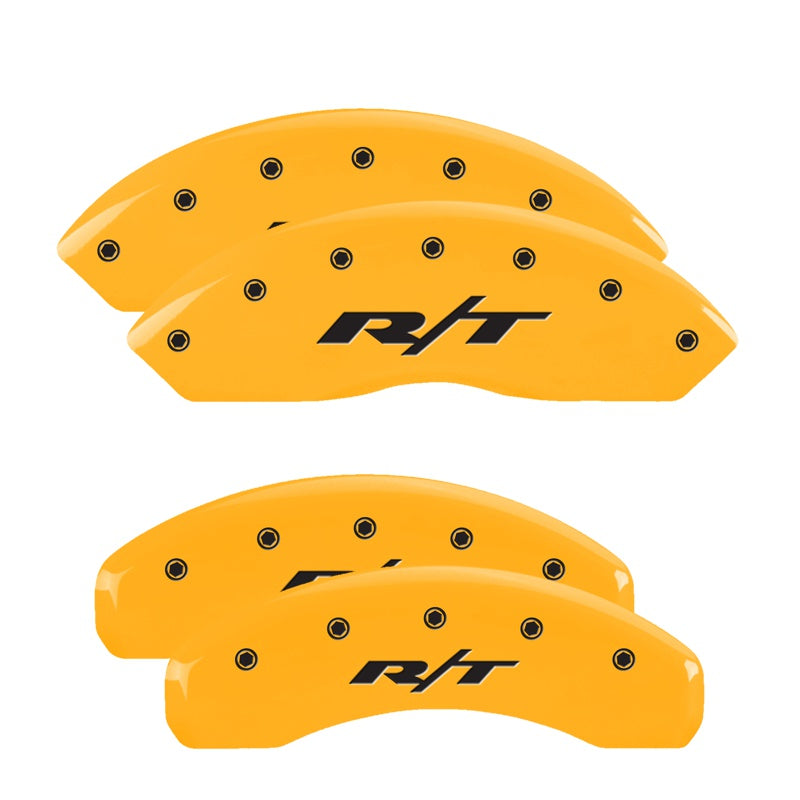 MGP 4 Caliper Covers Engraved Front &amp; Rear RT Yellow finish black ch - 12200SRT1YL