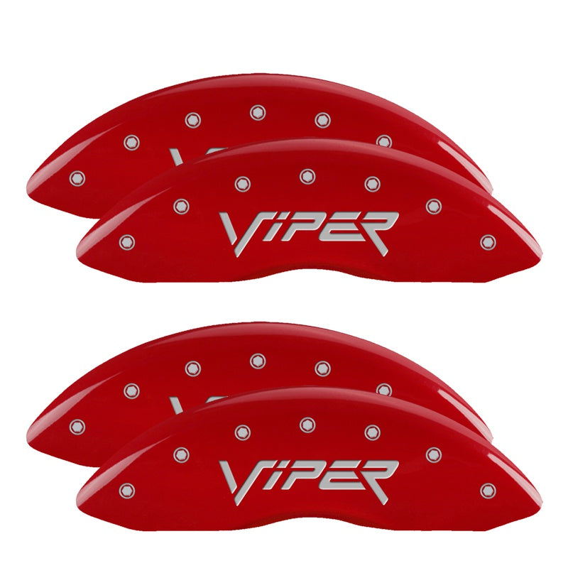 MGP 4 Caliper Covers Engraved Front &amp; Rear Gen 2/Viper Red finish silver ch - 12203SVIPRD