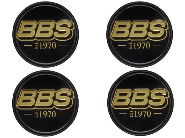 BBS LOGO Center Cap Set 56mm Black/Gold EST. 1970 - HW58071038.4 by BBS