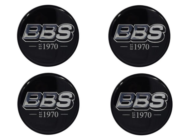 BBS LOGO Center Cap Set 70mm Black/Plat-Silver EST. 1970 - HW58071045.4 by BBS