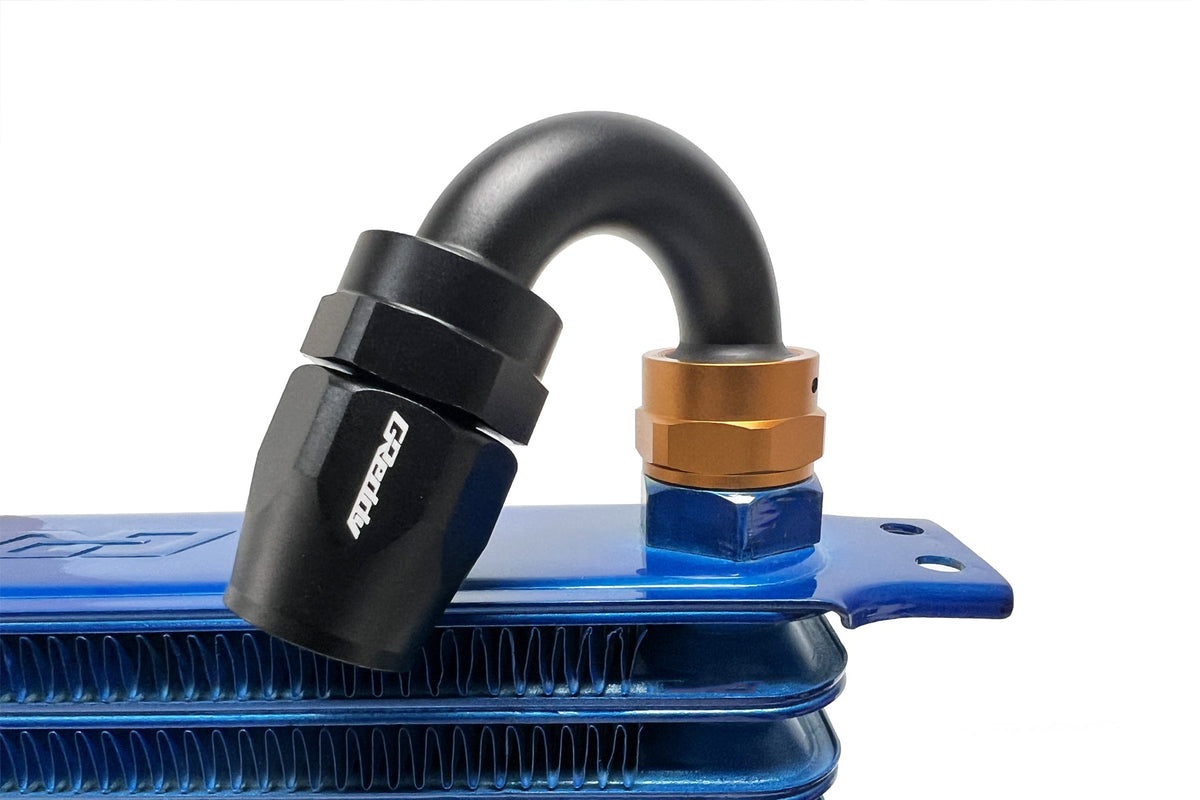 GReddy - GReddy low-profile proprietary M18 x P1.5 O-ring direct -10 male Swivel Hose End(s) - Black / Gold anodized - 12402155