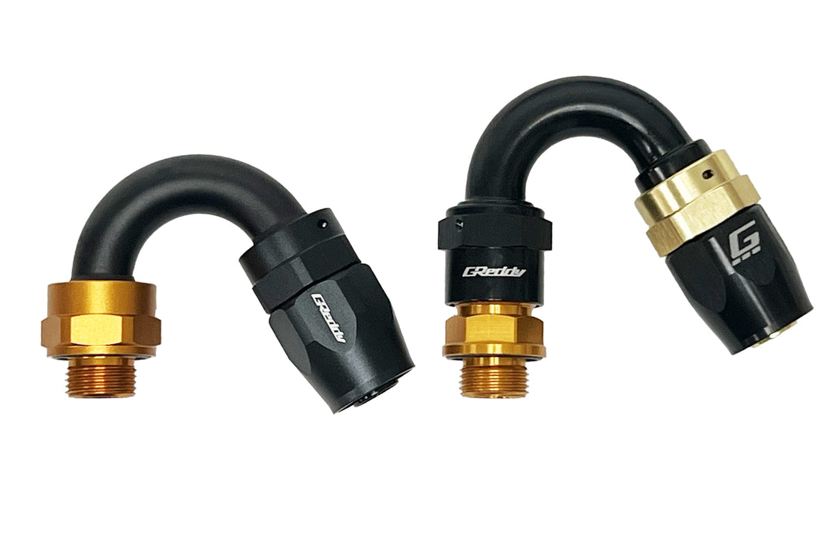 GReddy - GReddy low-profile proprietary M18 x P1.5 O-ring direct -10 male Swivel Hose End(s) - Black / Gold anodized - 12402155