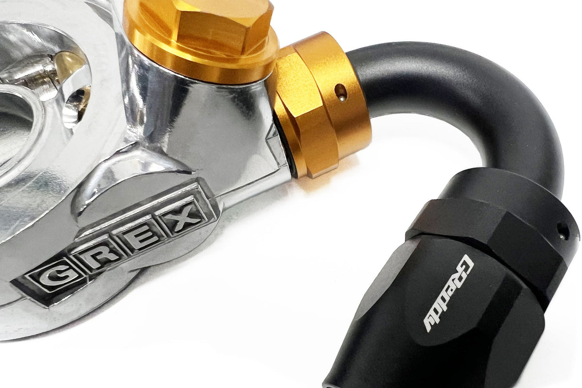 GReddy - GReddy low-profile proprietary M18 x P1.5 O-ring direct -10 male Swivel Hose End(s) - Black / Gold anodized - 12402155