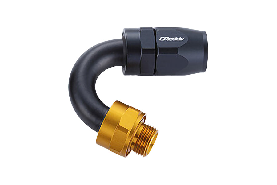 GReddy - GReddy low-profile proprietary M18 x P1.5 O-ring direct -10 male Swivel Hose End(s) - Black / Gold anodized - 12402155