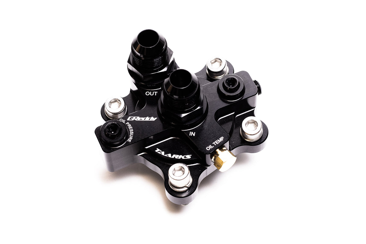 GReddy - GReddy x Taarks RB26 Specific Oil Cooler Filter Block Adapter, Remote Filter - 12428100