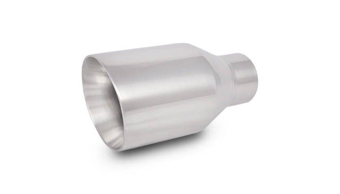 Vibrant 4in OD Round SS Exhaust Tip (Double Wall Angle Cut Beveled Outlet) 3in. ID Inlet - 1270