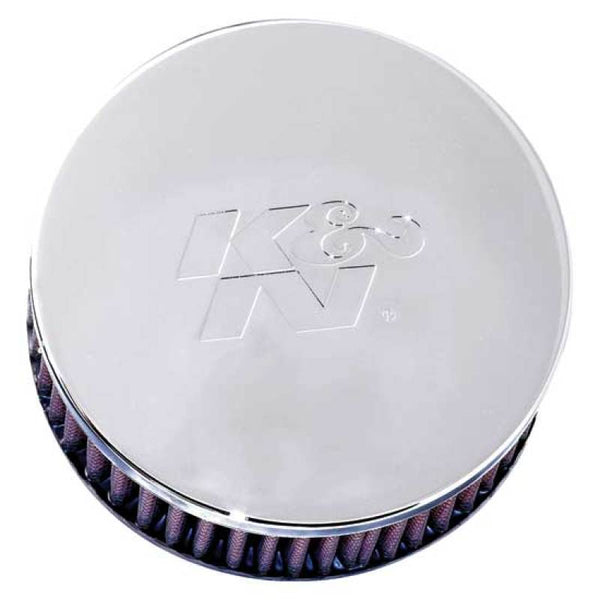 K&N Universal Chrome Filter 2.438in Flange ID x 5.125in OD x 2in H - RC-0850 by K&N Engineering - front view