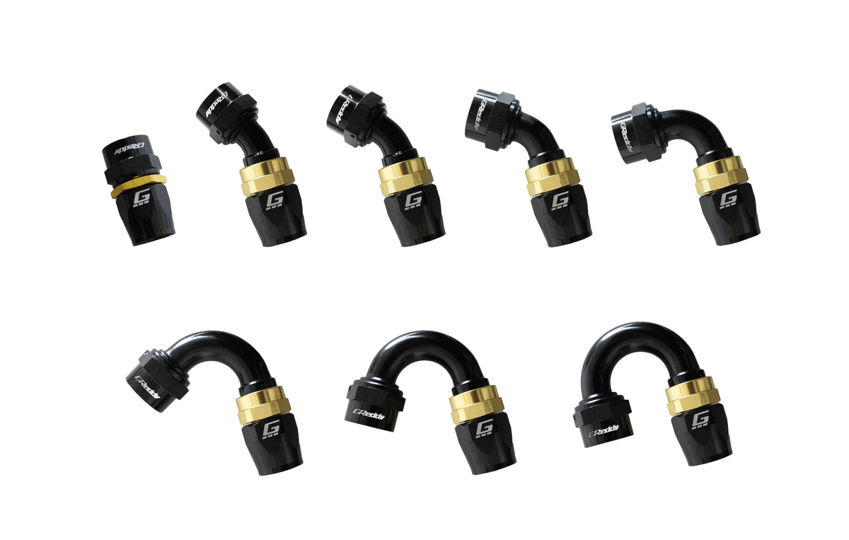 GReddy - GReddy -06 AN Swivel Hose End(s) - Black / Gold anodized - 12800600
