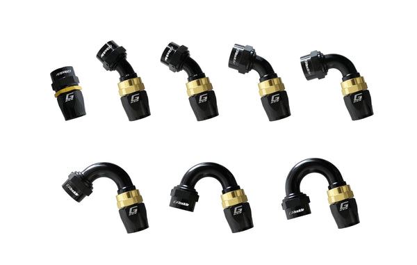 GReddy - GReddy -06 AN Swivel Hose End(s) - Black / Gold anodized - 12800690