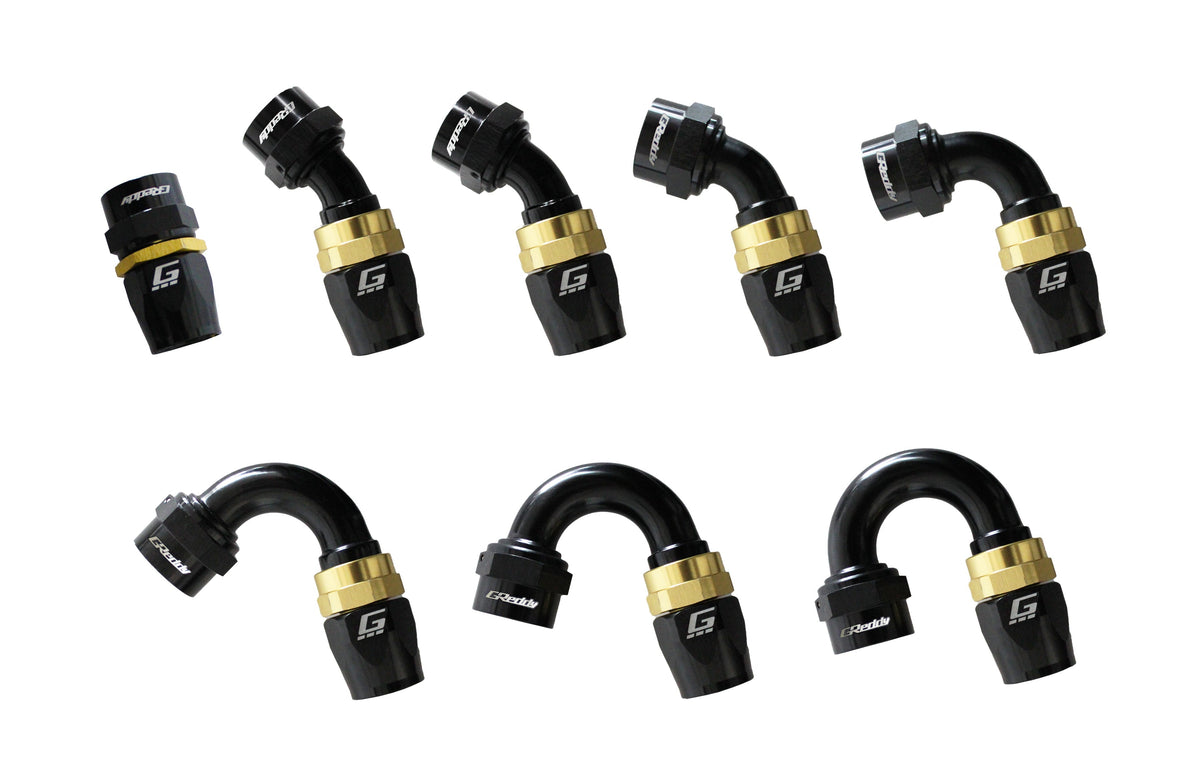 GReddy - GReddy -08 AN Swivel Hose End(s) - Black / Gold anodized - 12800812