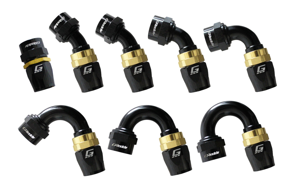GReddy - GReddy -10 AN Swivel Hose End(s) - Black / Gold anodized - 12801015