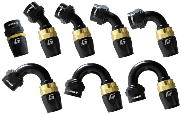 GReddy - GReddy -12 AN Swivel Hose End(s) - Black / Gold anodized - 12801212