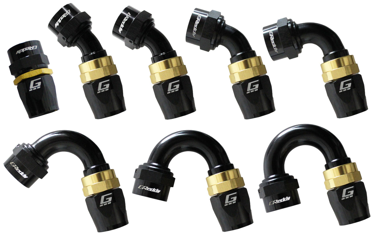 GReddy - GReddy -16 AN Swivel Hose End(s) - Black / Gold anodized - 12801615