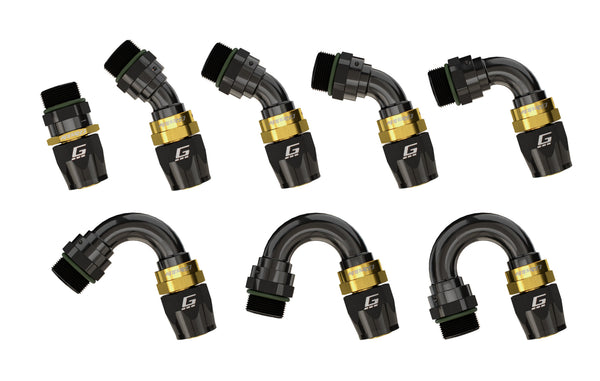 GReddy - GReddy -08 ORB male Swivel Hose End(s) - Black / Gold anodized - 12810845