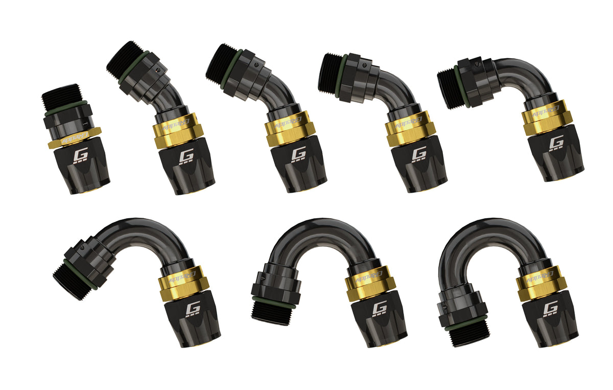 GReddy AN08 STRAIGHT ORB MALE BLACK/GOLD ANODIZED - 12810800