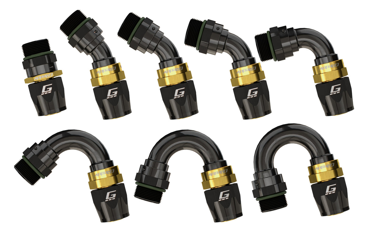 GReddy - GReddy -10 ORB male Swivel Hose End(s) - Black / Gold anodized - 12811015