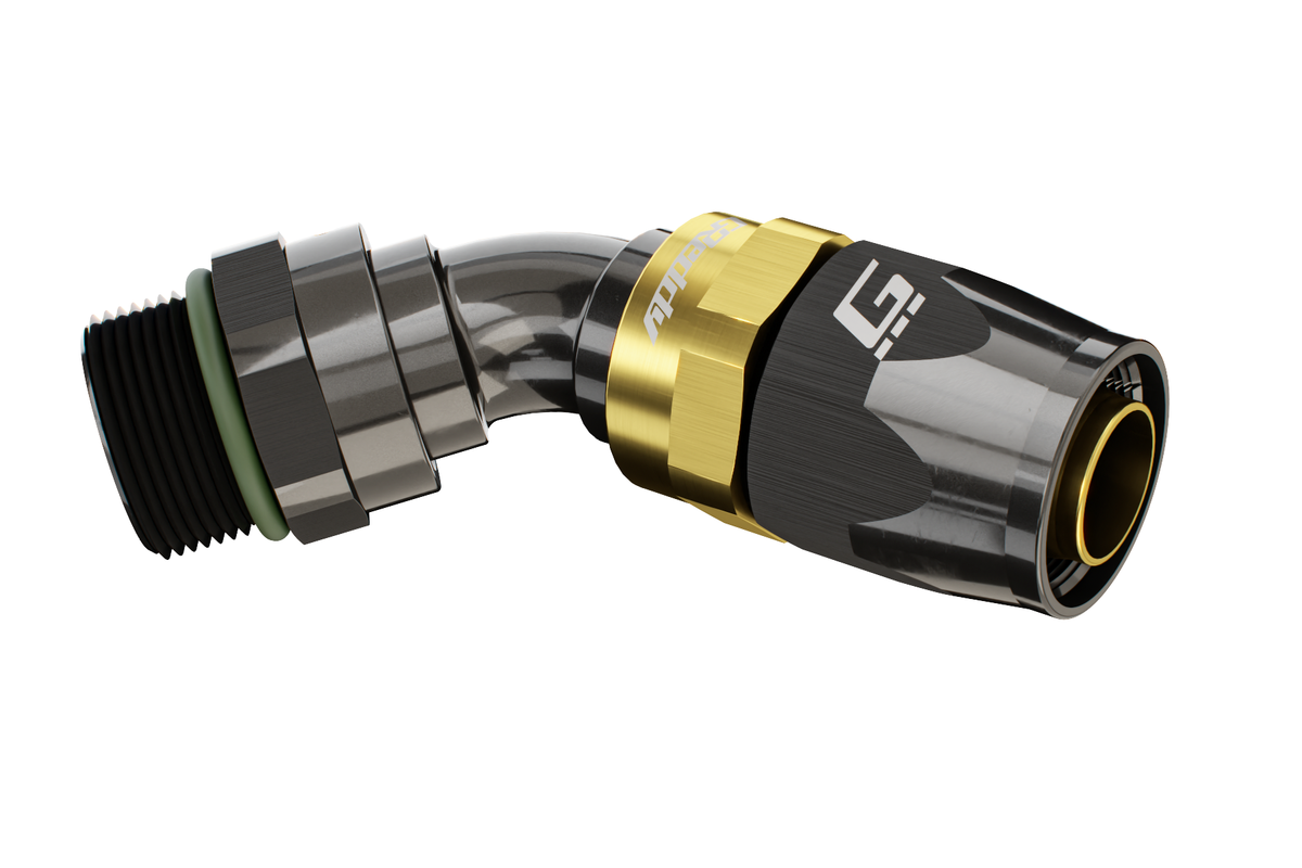 GReddy - GReddy -12 ORB male Swivel Hose End(s) - Black / Gold anodized - 12811200