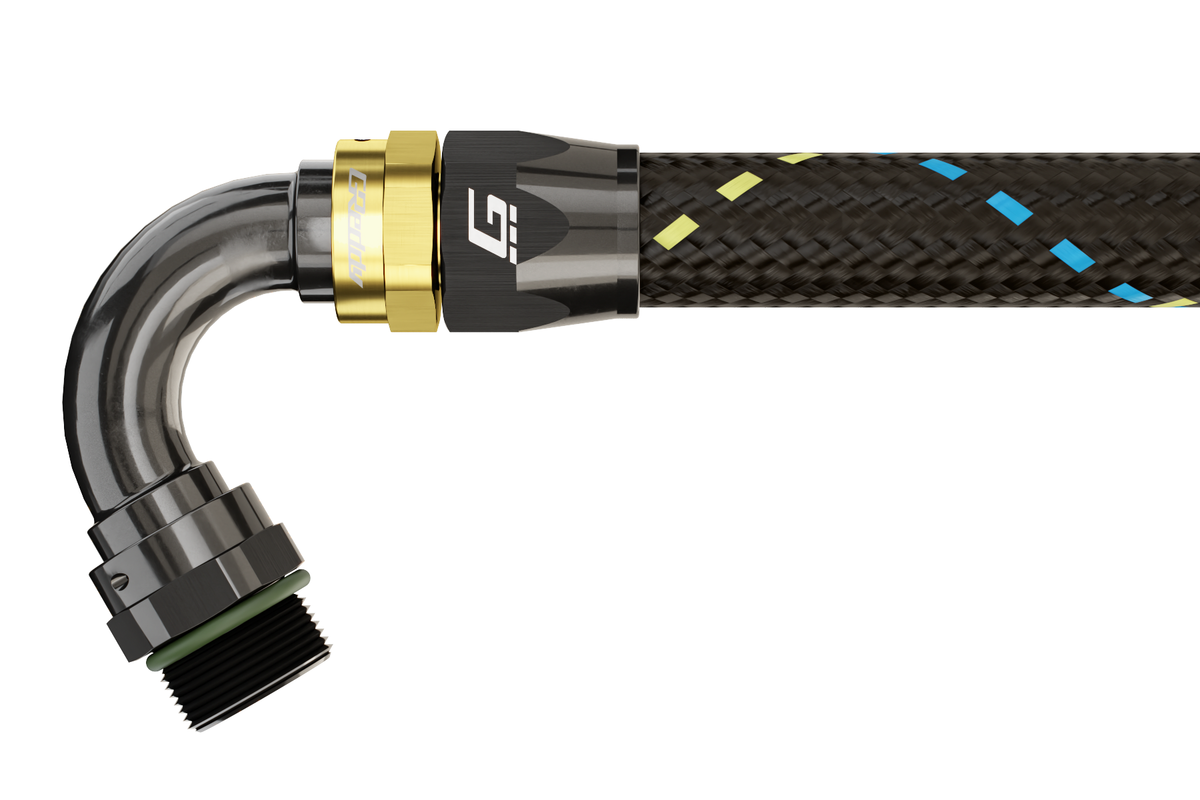GReddy AN08 STRAIGHT ORB MALE BLACK/GOLD ANODIZED - 12810800