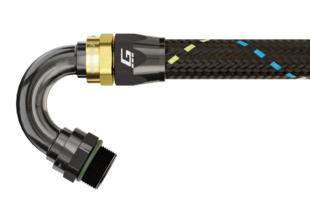 GReddy AN08 STRAIGHT ORB MALE BLACK/GOLD ANODIZED - 12810800