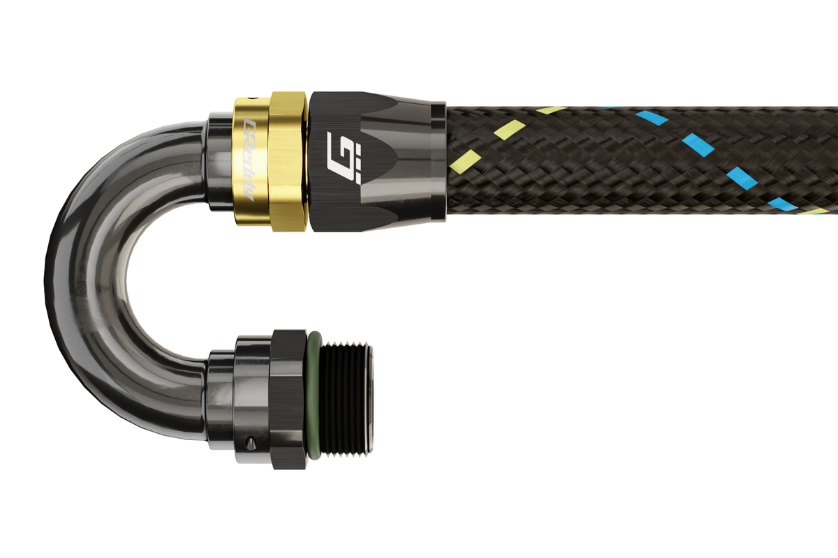 GReddy AN08 STRAIGHT ORB MALE BLACK/GOLD ANODIZED - 12810800