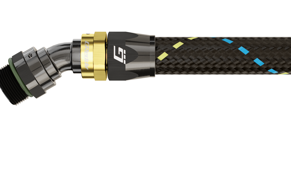 GReddy AN08 STRAIGHT ORB MALE BLACK/GOLD ANODIZED - 12810800
